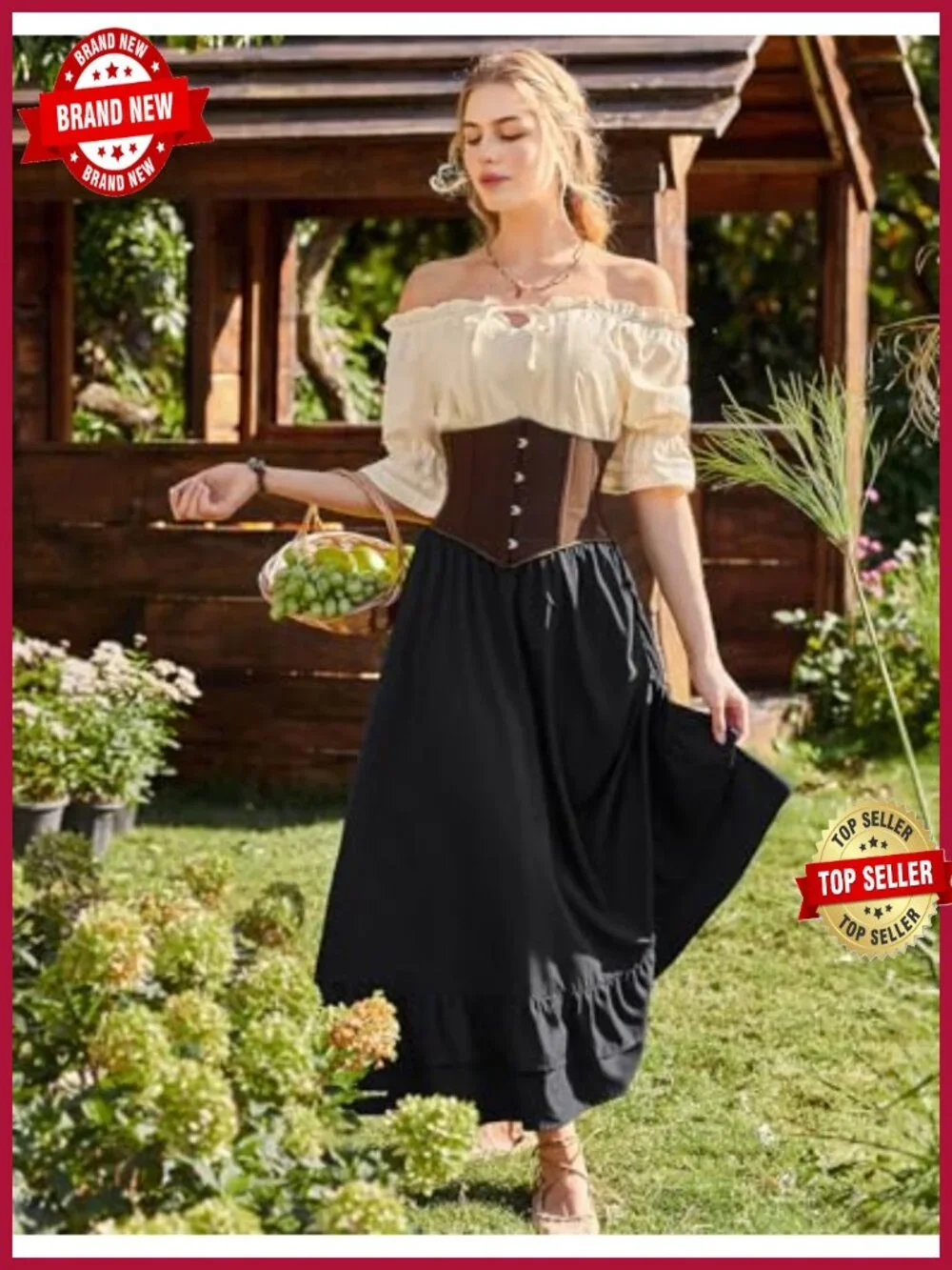 Maxi Skirt for Women Renaissance Long Flowy Layered Medieval Skirt